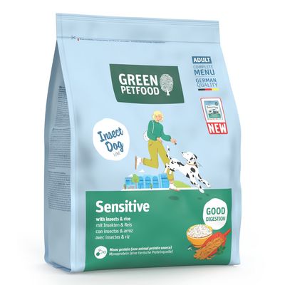 Green Petfood Sensitive mit Insekten & Reis, Adult Complete Menu, German Quality, Monoprotein, gute Verdauung, Insect Dog Line, Neu.