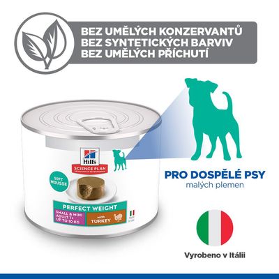 Hill's Science Plan Perfect Weight Adult Small & Mini Mousse - krůtí maso (12 x 200 g)