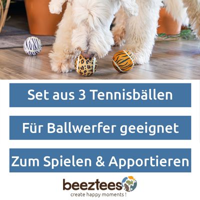 Set aus 3 Tennisbällen von Beeztees. Für Ballwerfer geeignet. Zum Spielen und Apportieren.
