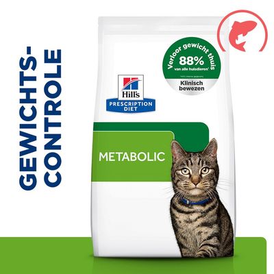 Hill's Prescription Diet Metabolic kattenvoer, gewichtscontrole, klinisch bewezen, 88% verliest gewicht thuis.
