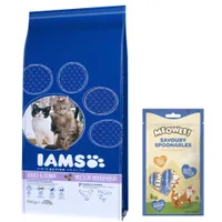 Croquettes IAMS Pro Active Health 15 kg + friandises Spoonables Savoury 8 x 14 g offertes ! - Adult Multi-Cat Household 15 kg + Spoonables Savoury thon 8 x 14 g