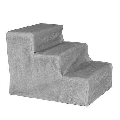 Lionto Haustiertreppe mit Plüschbezug hellgrau: L 46 x B 36 x H 34 cm