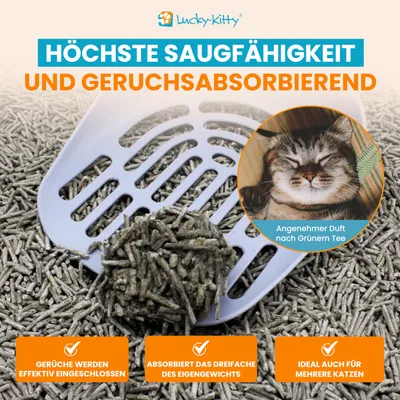 Lucky Kitty Katzenstreu "Natur Pur" – Grüner-Tee-Duft - 6 kg