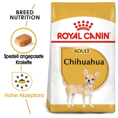 Royal Canin Adult Chihuahua. Posebno prilagojeni briketi za visoko sprejemljivost. Breed Nutrition.