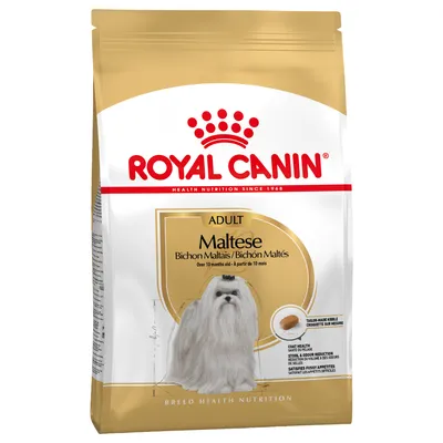 ROYAL CANIN Adulto Bichón Maltés, a partir de 10 meses, imagen de un perro blanco y de la forma de las croquetas en el envase. ROYAL CANIN Adulto Bichón Maltés, a partir de 10 meses, imagen de un perro blanco y de la forma de las croquetas en el envase.