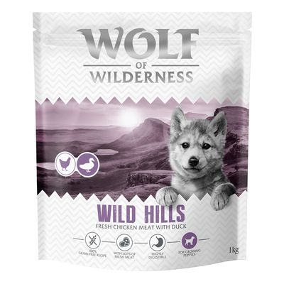 Wolf of Wilderness Junior "Wild Hills" Ente - getreidefrei 1 kg: neue Rezeptur