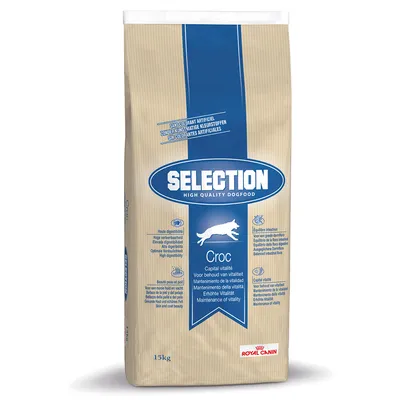 Royal Canin Selection Croc, visokokakovostna hrana za pse, 15 kg. Brez umetnih barvil, visoka prebavljivost, uravnotežena črevesna flora, povečana vitalnost, zdrava koža in dlaka.