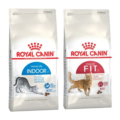 Две упаковки корма для кошек Royal Canin: Sterilised 37 и Savour Exigent. На оранжевом круге текст: Попробуйте сейчас!