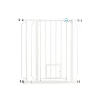 Carlson extra högt hundgaller med smådjursdörr - 75 - 90 cm brett, vitt