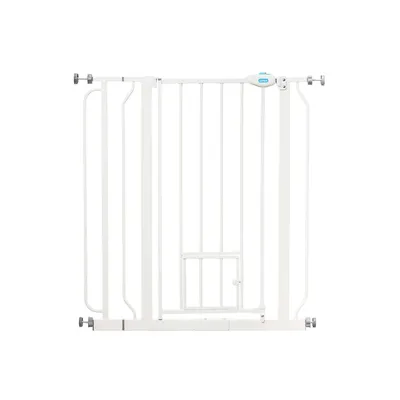 Carlson extra högt hundgaller med smådjursdörr - 75 - 90 cm brett, vitt