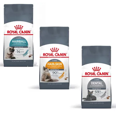 Prøvepakke: 3 x 400 g Royal Canin kattetørfoder - Hairball + Hair & Skin + Care Dental Prøvepakke: 3 x 400 g Royal Canin kattetørfoder - Hairball + Hair & Skin + Care Dental