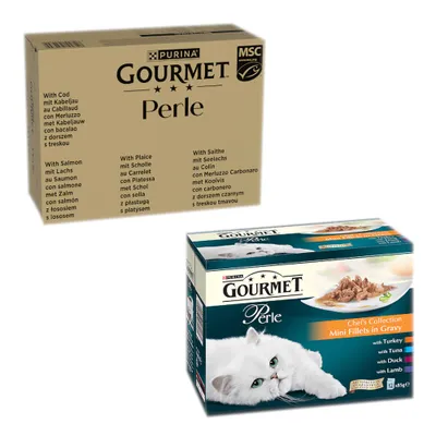 Gourmet Perle Pouches Wet Cat Food + 24 x 85g Wet Cat Food Free! * - Mixed Mega Pack  Ocean Flakes in Gravy (96 x 85g) + Mixed Pack Chef’s Collection in Gravy (24 x 85g)
