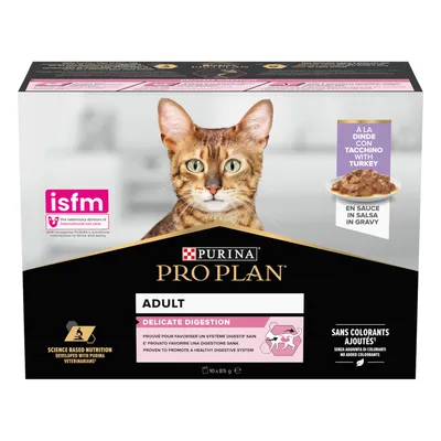 PURINA PRO PLAN Cat Adult Delicate Digestion - пуешко (20 x 85 г)