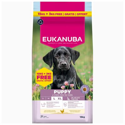 Eukanuba Premium Nutrition Puppy Large & Giant Breed Chicken 15kg + 3kg Extra Free!