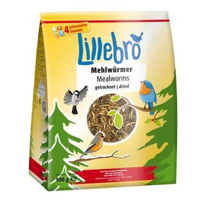 Lillebro Vers de farine séchés pour oiseaux - 2 x 500 g