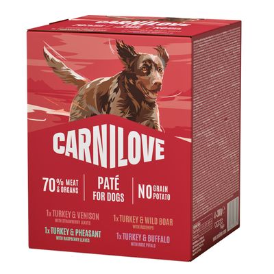 Carnilove Dog in Paté Pouches 4 x 300 g Truthahn-Mix (4 Sorten)