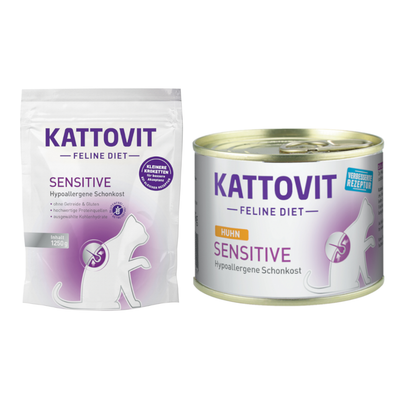 Kattovit Feline Diet Urinary mit Thunfisch, Struvitstein-Prophylaxe, moderater Magnesiumgehalt, harnsäuernd. Jetzt testen. Packung 1250g und 6 Dosen sichtbar.