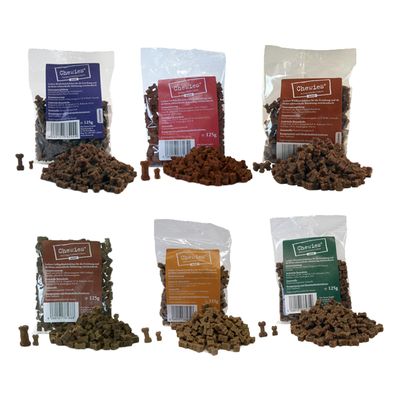 Chewies Mini Bone Treats Mixed Pack 6 x 125g Poultry, Salmon, Lamb, Tripe, Game & Beef