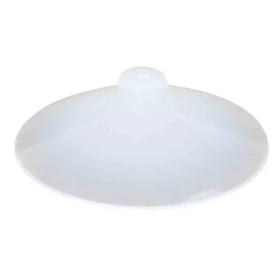 Rund gennemsigtig plastikskærm med åbning i midten, uden synlig tekst eller mærke. Velegnet til beskyttelse eller afskærmning.