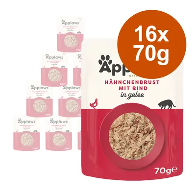 Applaws Buste in gelatina 16 x 70 g - Petto di Pollo con Manzo
