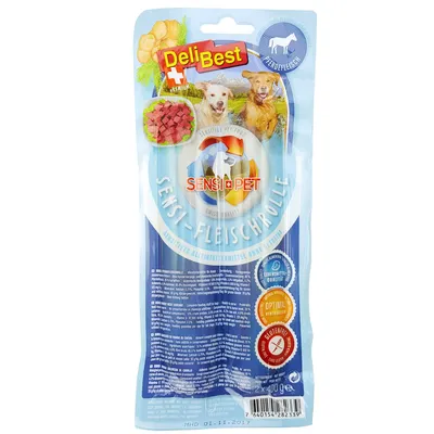 DeliBest Sensi-Fleischrolle cu carne de cal, hrană completă sensibilă fără cereale. Calitate alimentară, fără gluten, toleranță optimă. Mărime pachet: 400g.