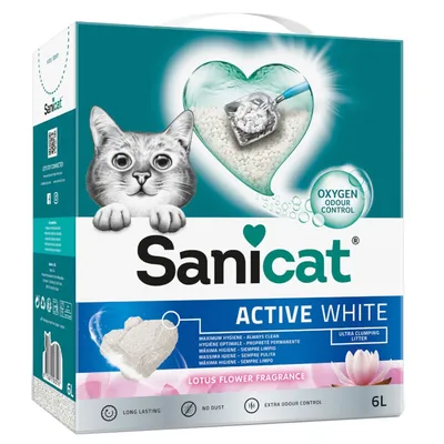 Sanicat Active White Lotus Flower arena aglomerante para gatos - Pack % - 5 x 6 l