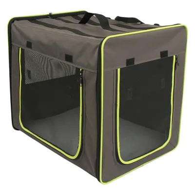 Niche pliable First Class Basic - taille S : l 38 x P 53,5 x H 46 cm, gris-brun/vert fluo