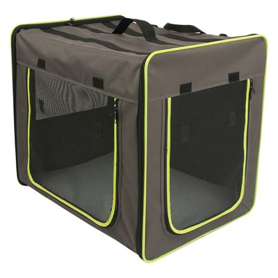 Transporthütte First Class Basic B 38 x T 53,5 x H 46 cm, grau-braun/neon-grün (Größe S)