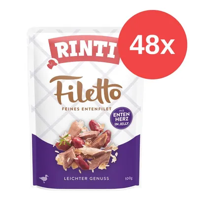 Rinti Filetto Feines Entenfilet mit Entenherz in Jelly, leichter Genuss, 100g. Packung mit 48 Stück. Rinti Filetto Feines Entenfilet mit Entenherz in Jelly, leichter Genuss, 100g. Packung mit 48 Stück.