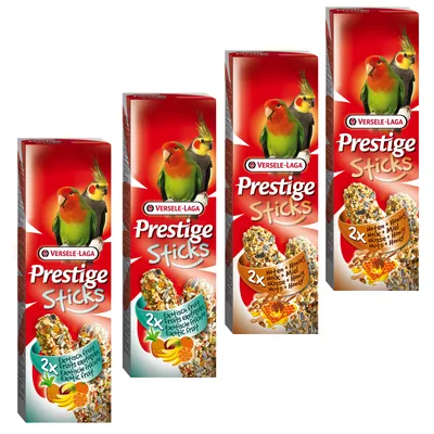 Lot mixte Versele-Laga Prestige Sticks pour grande perruche - 4 x 2 bâtonnets (560 g)