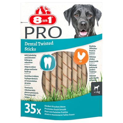 8in1 Pro Dental Twisted Sticks piščanec 190 g (35 kosov)
