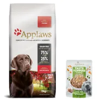 Applaws Trockenfutter 7,5 kg / 15 kg + Taste Topper Lamm 85 g gratis! - 15 kg Adult Huhn Große Rassen