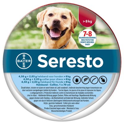 Seresto vlooien- en tekenband voor Grote honden (> 8 kg) > 8 kg (Halsband 70 cm) - Seresto vlooienhalsband voor honden - NL