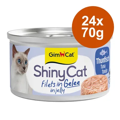 GimCat ShinyCat Filet Gelatina 24 x 70 g Alimento umido per gatto - Tonno & Pollo