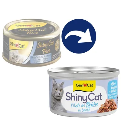 Sparpaket GimCat ShinyCat Filet in Brühe 12 x 70 g - Huhn