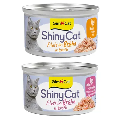 Sparpaket GimCat ShinyCat Filet in Brühe 24 x 70 g - Hühnchen Mix