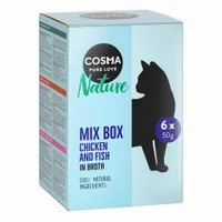 Cosma Nature Pacco misto umido per gatto - 6 x 50 g Adult Buste: 3 gusti Pollo + 2 gusti Tonno + 1 gusto Tonno & Pollo