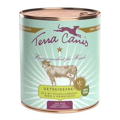 Terra Canis Getreidefrei 6 x 800 g Kalb mit Petersilienwurzel, Mango & Johannisbeere