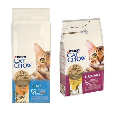 Purina Cat Chow Urinary, 50 % de protéines animales, riche en poulet, avec prébiotique naturel, sans colorants ni conservateurs artificiels.