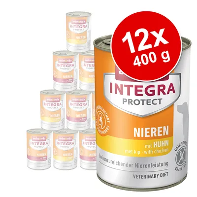 animonda INTEGRA PROTECT NIEREN natvoer, 12x400g blikken, varianten met kip en rund, tekst: bij onvoldoende nierfunctie, graanvrij, veterinary diet