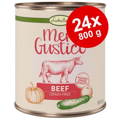 Sparepakke: 24 x 800 g Lukullus "Menu Gustico" Mix: And & Kalkun