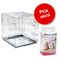 Lot : cage de transport Double Door + tapis absorbants Savic Puppy Trainer pour chien cage l 78 x P 118 x H 84 cm + tapis XL, L 90 x l 60 cm, 2 x 30 tapis