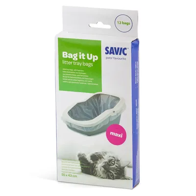 Savic Bag it Up saci pentru nisip de pisici, Maxi, 12 bucăți, 55 x 43 cm. Saci igienici pentru litiere cu prinderi.