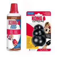 Set addestramento KONG Extreme Nero e KONG Easy Treat Liver - M: 8,5 cm + pasta (2 x 236 g)