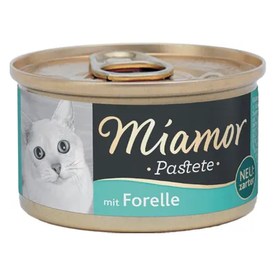 Miamor Pastete lohella, UUSI: pehmeämpi. Kissanruoka purkissa.