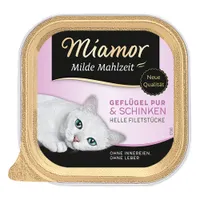 Lot Miamor Milde Mahlzeit 24 x 100 g pour chat - volaille pure, jambon
