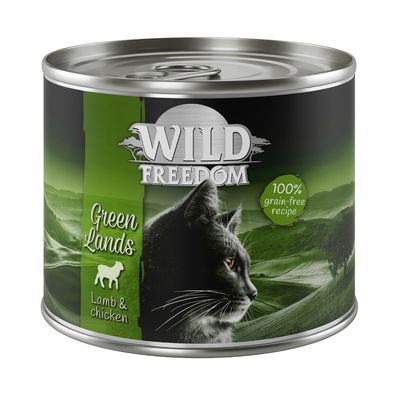 Wild Freedom Pachet de testare: 400 g hrană uscată + 6 x 200 g hrană umedă Green Lands Miel + Pachet mixt