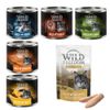Wild Freedom Kombi-Paket: Adult Nassfutter + Filet Snacks 24 x 200 g Mixpaket 1 (Huhn, Seelachs, Lamm, Kaninchen, Wild) + 3 x 100 g Hühnerfilet