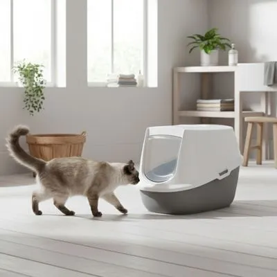 Savic kattenbak Robin - lichtgrijs / wit