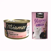 Boîtes Miamor 12 x 85 g + Friandises Miamor Kissies canard 50 g offertes ! - Saumon